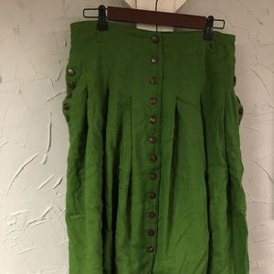 Modcloth Green Button-Front Midi Skirt